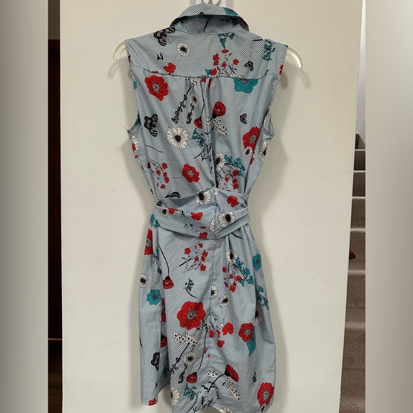 SUMMER SLEEVELESS SHIRT DRESS WITH BELT TIE - Picture 3 of 6